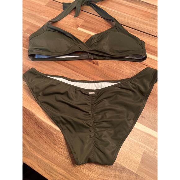 Victoria’s Secret‎ PINK dark olive green cheeky bikini set size medium ￼ - Picture 3 of 4